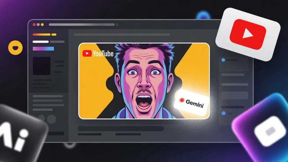 YouTube thumbnail created with Gemini showing the Gemini star watermark in the corner